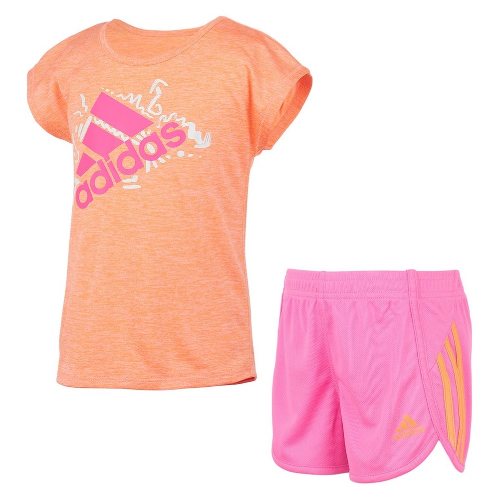 Adidas cute neon pink shorts set 6216